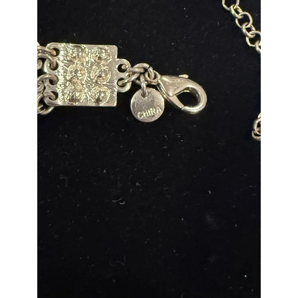 Statement Necklace W/ Gold-toned Filigree Discs & Rhinestone Accents